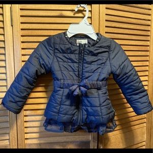 Commencer Navy Blue Quilted Jacket with Tulle Trim Bottom